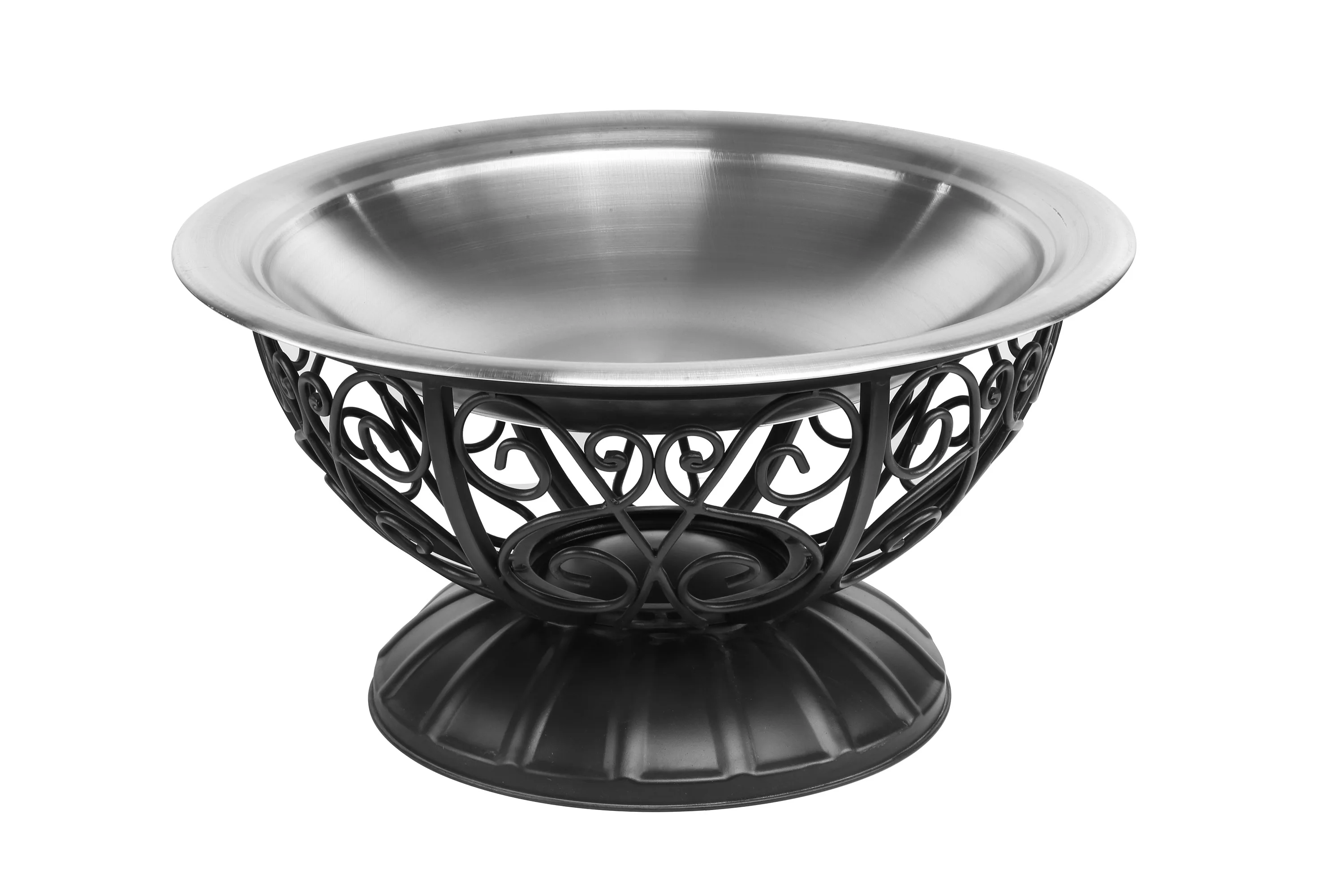 
Metal Cage Backyard Garden Free Standing Firepit Fire Pit with Scroll Base Screen and Cover 