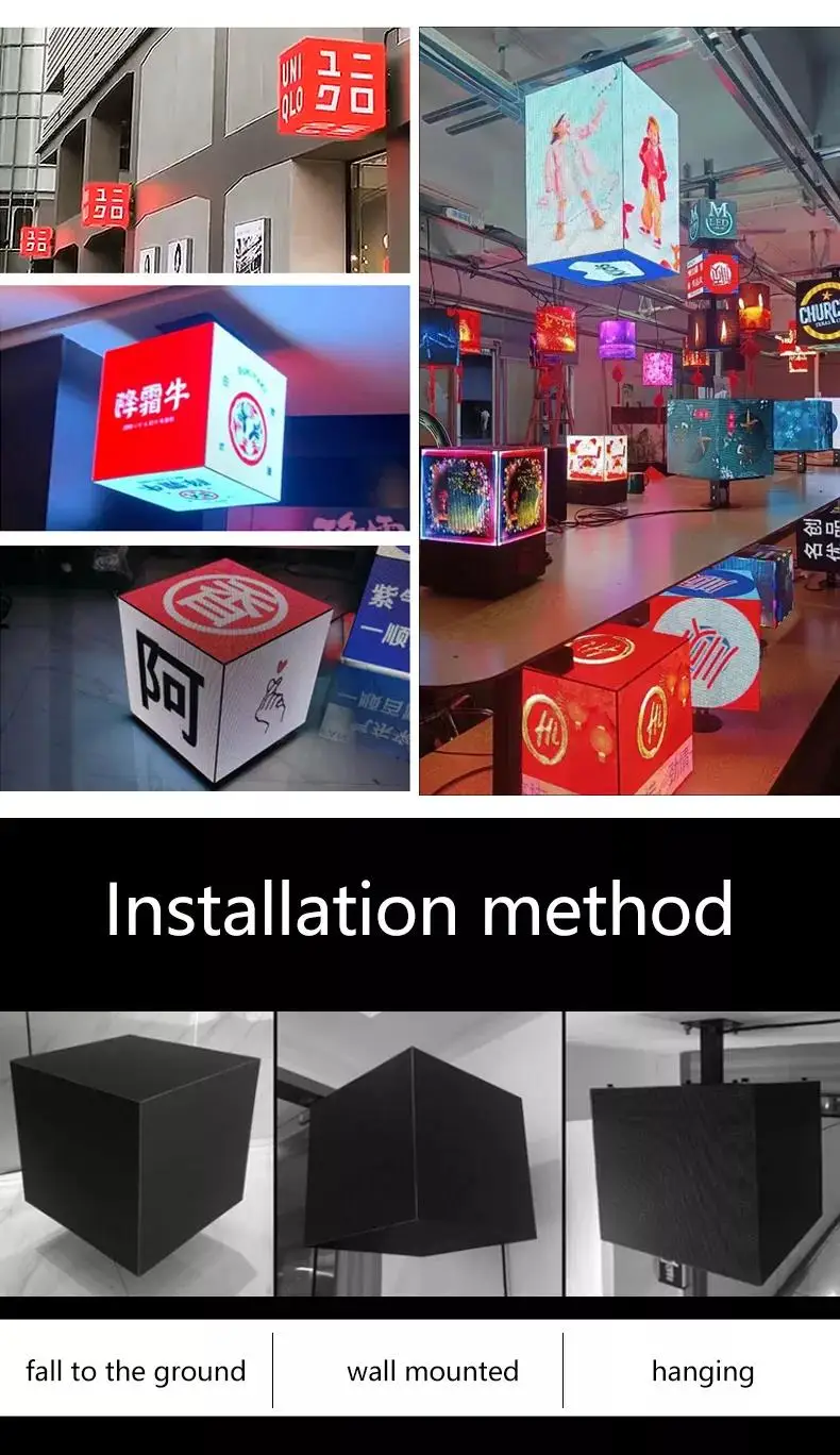 4g Wifi Control Oem Odm Wall Mounted 360 Degree Shop Advertising Indoor Outdoor P2.5 3d Video Magic Cube Led Display Screen