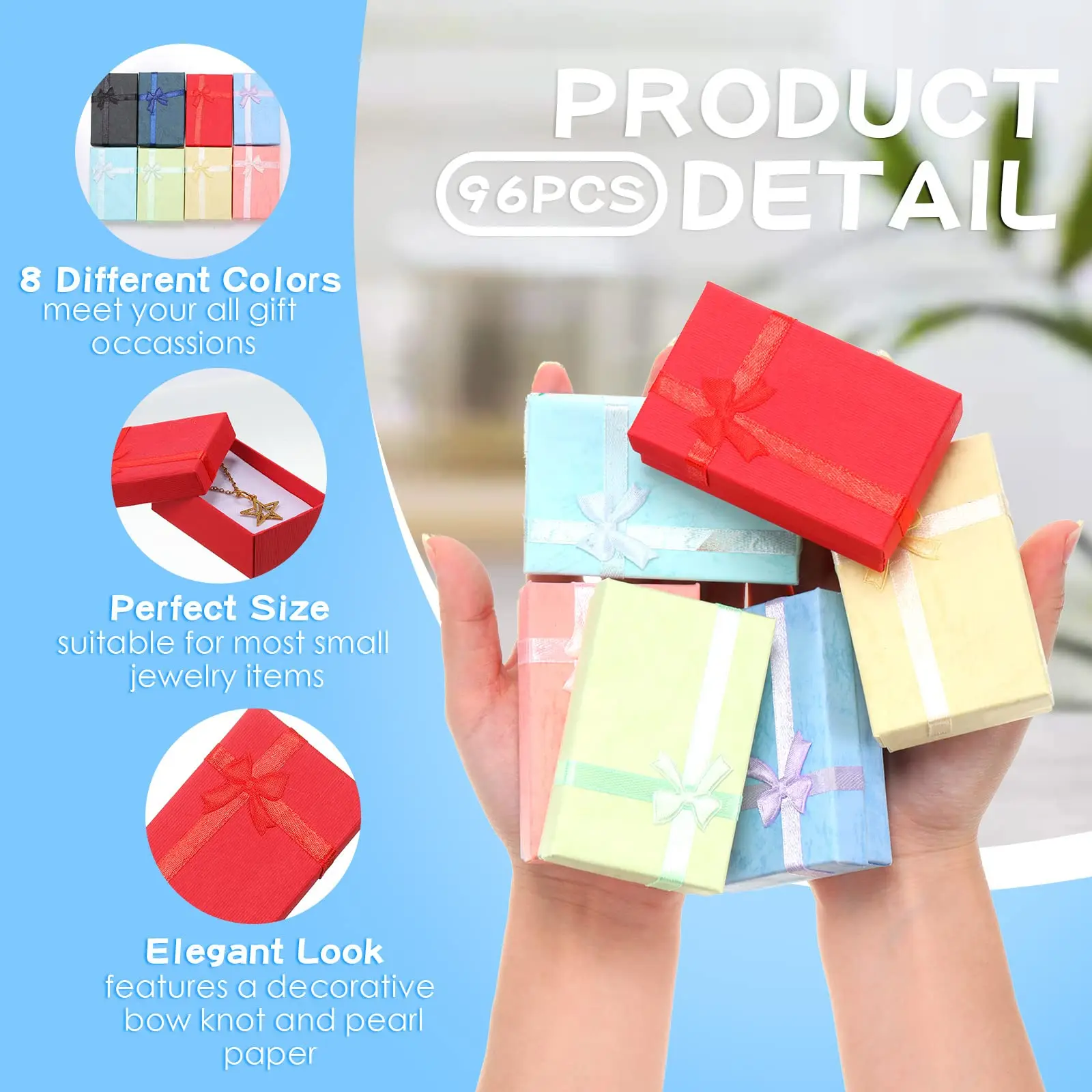 High End Jewelry Packaging Boxes Decorative Empty Cardboard Boxes Colorful Wrap Boxes for Earring Necklaces Bracelets Rings