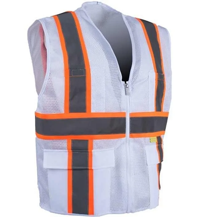 Customized Full Zip Color Code Mens Jacket Reflective Mesh Safety Vest With Pockets