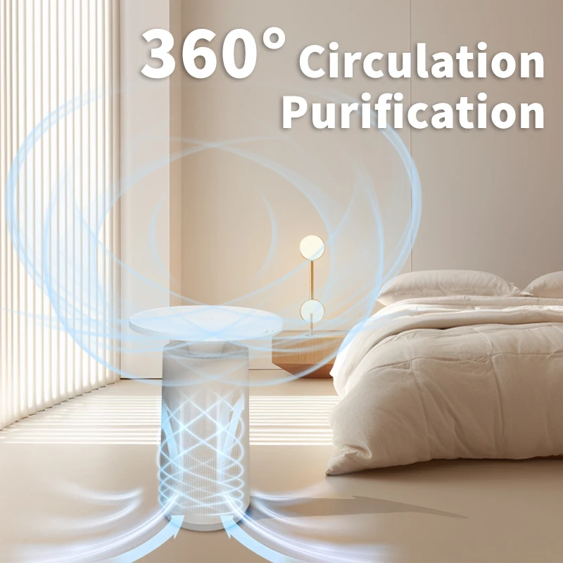 Colorful Mood Lighting Air Purifier Wireless Charging App Control Tuya Bladeless Fan With Led Light For Large Room