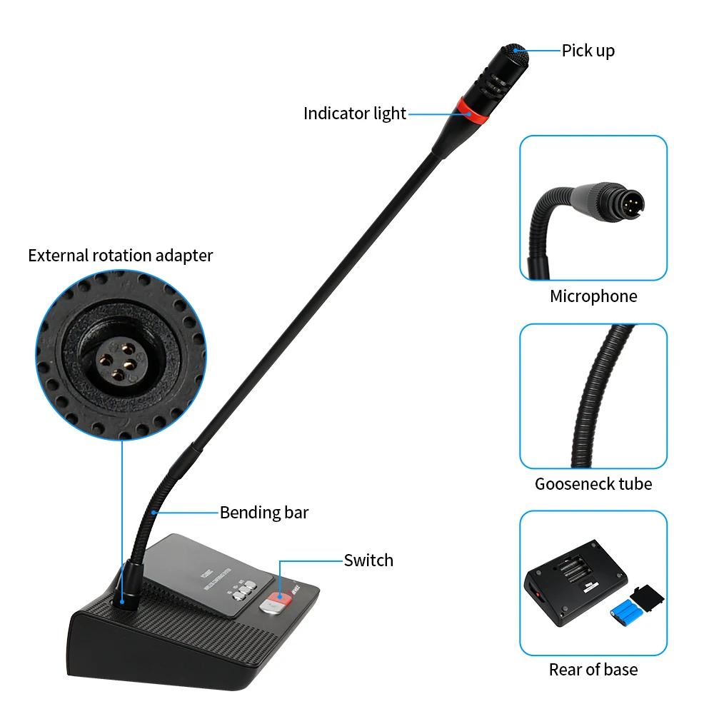 Wireless conference system microphone with camera audio for video tracking