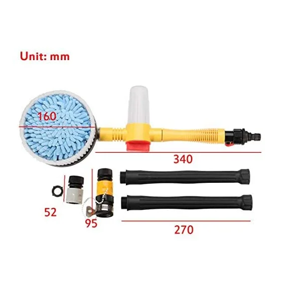 
Rotating Car Wash Brush, High Pressure Car Foam Brush Rotating Automatic Sponge Hose Washing with Cleaner Cup Car Styling 