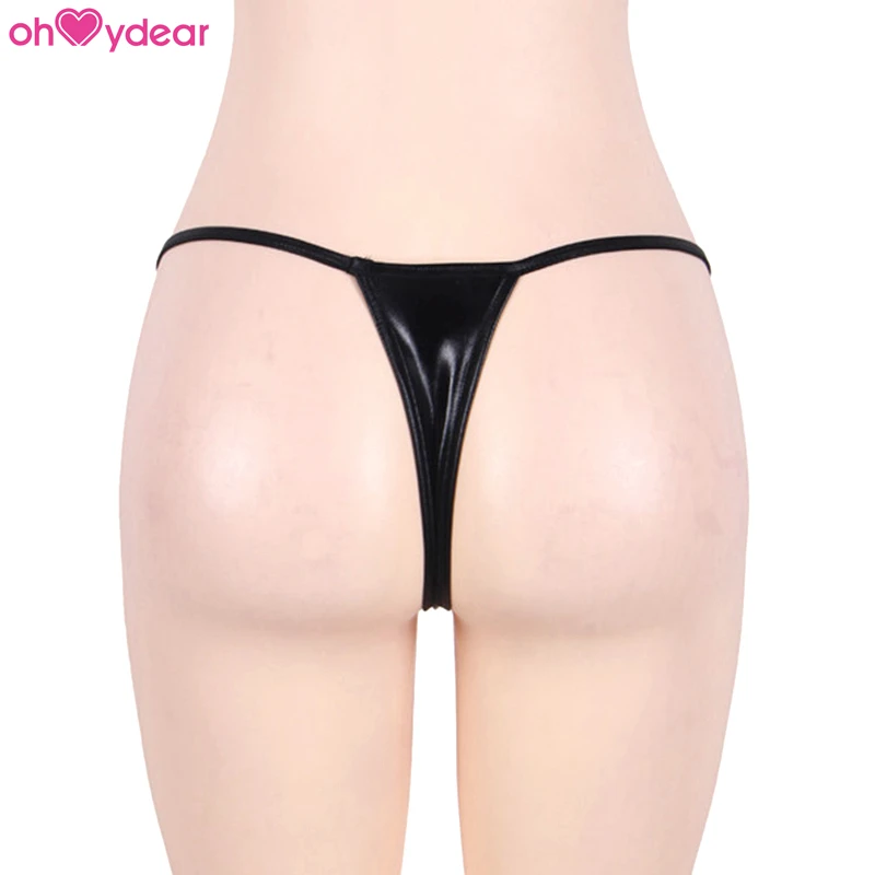 
Wholesale Seamless Woman Custom print hot Thong Black Exoti Shiny G String 