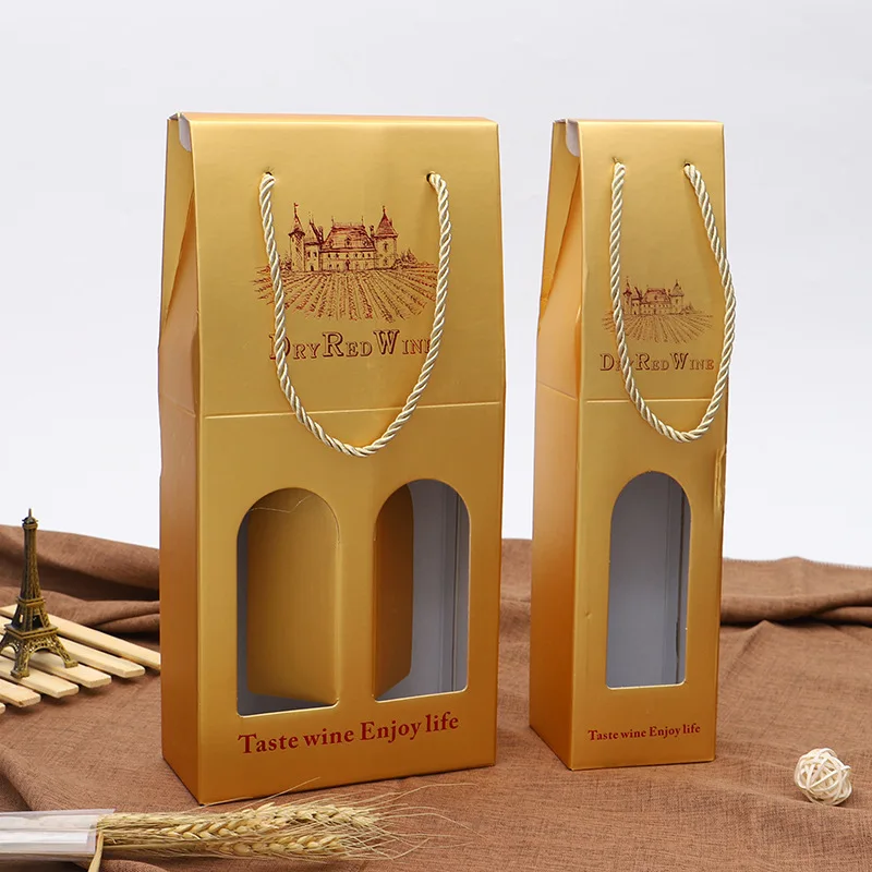 Free design custom logo luxury paper corrugated cardboard shipping mailing box for single double bottle red wine display box