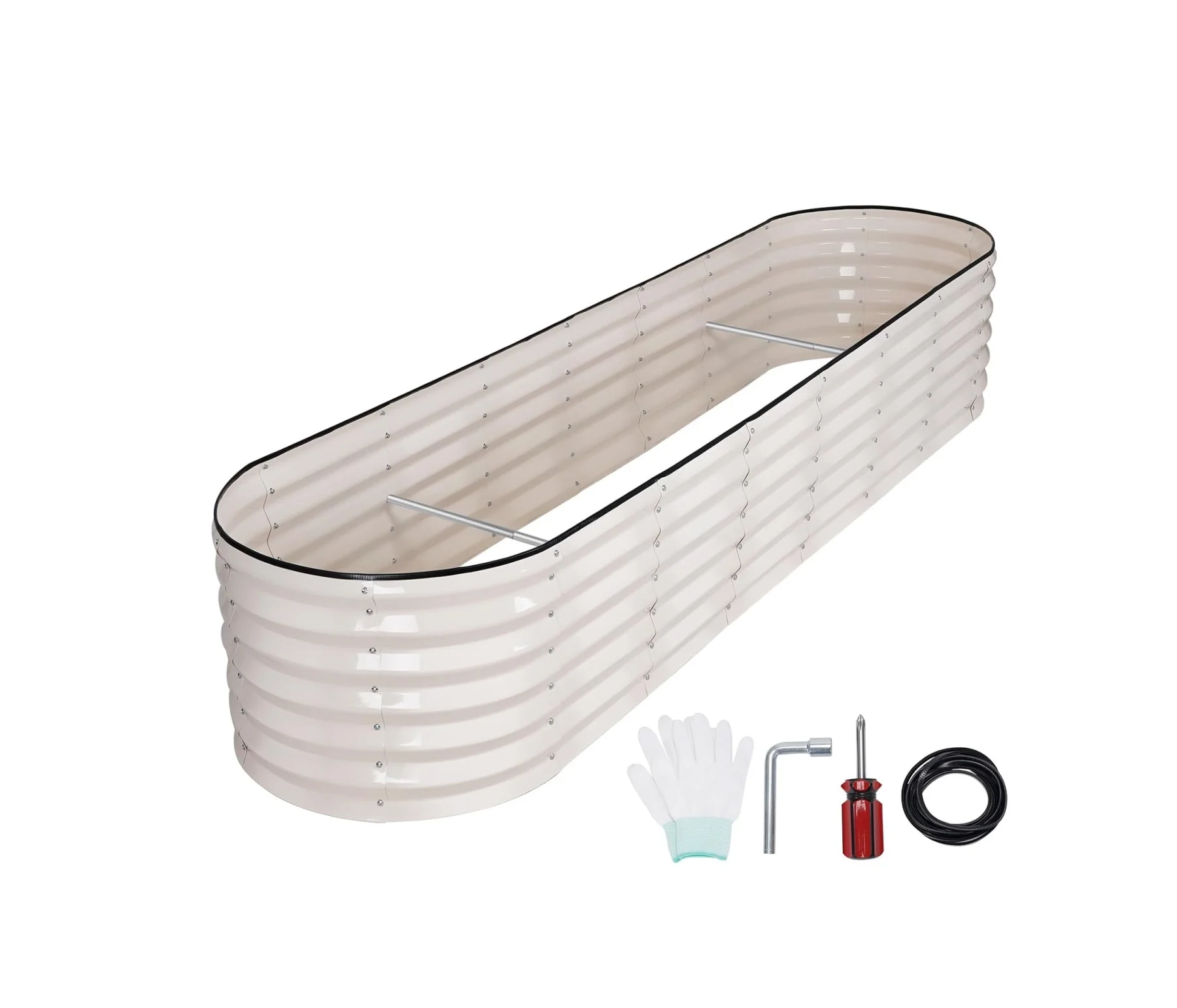 Metal Planter Boxes Outdoor | Oval Steel Raised Bed Kit for Gardening with Protective Tape
