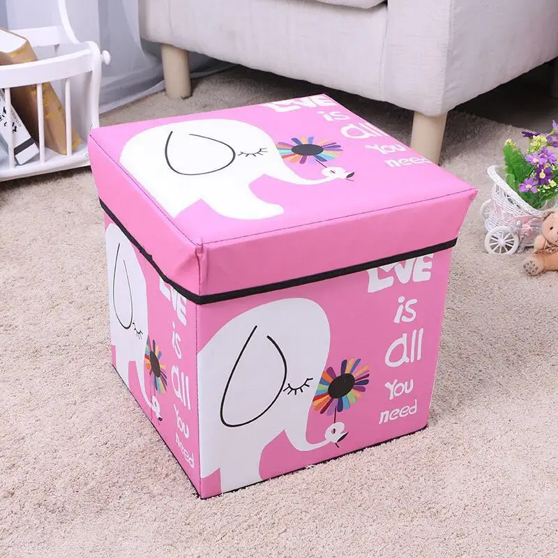 Chinese Factory Provide Storage Stool Multi-purpose Toy Organizer Foldable Home Toy Storage Box Bins