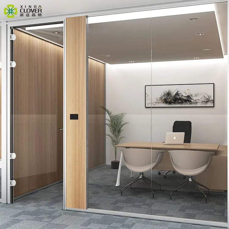 Современный дизайн внутренняя алюминиевая профильная бескаркасная офисная полноразмерная стеклянная