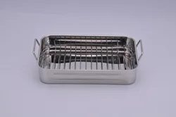 Three A Stainless Steel Kitchen Oven Use Rectangle Turkey Roaster Roasting Tray Baking Pan with Rack