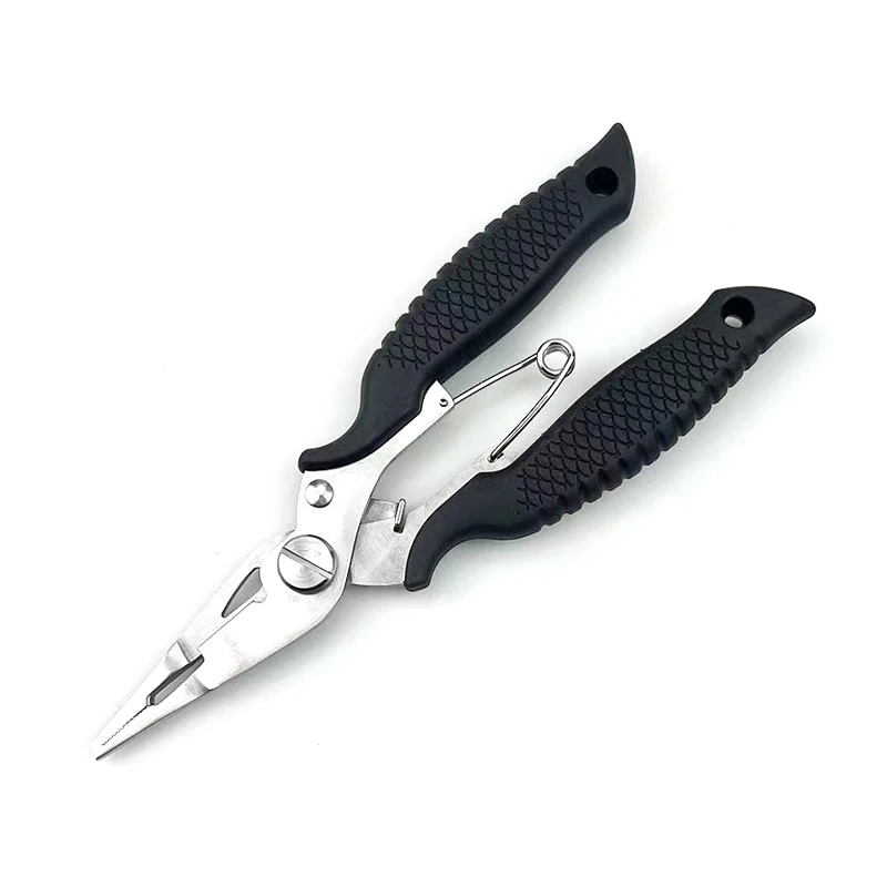 P8 Fishing Pliers Saltwater Fishing Gear Split Ring Pliers Multitool Fish Pliers with TPR +Rubber Handle