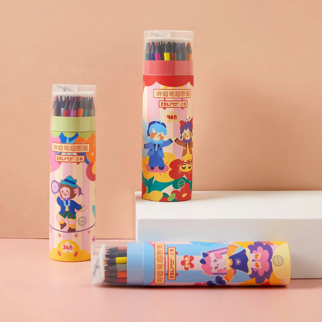 ZL213 24 colors Customized Logo Stationery erasable Recycled Printing cute colored pencil without eraser