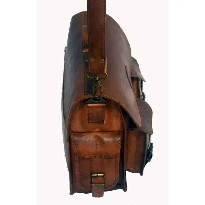 Brown Vintage Leather Briefcase Bag Vintage Shoulder Computer Handbag Messenger Bag Genuine Leather Briefcase Brown Customizable