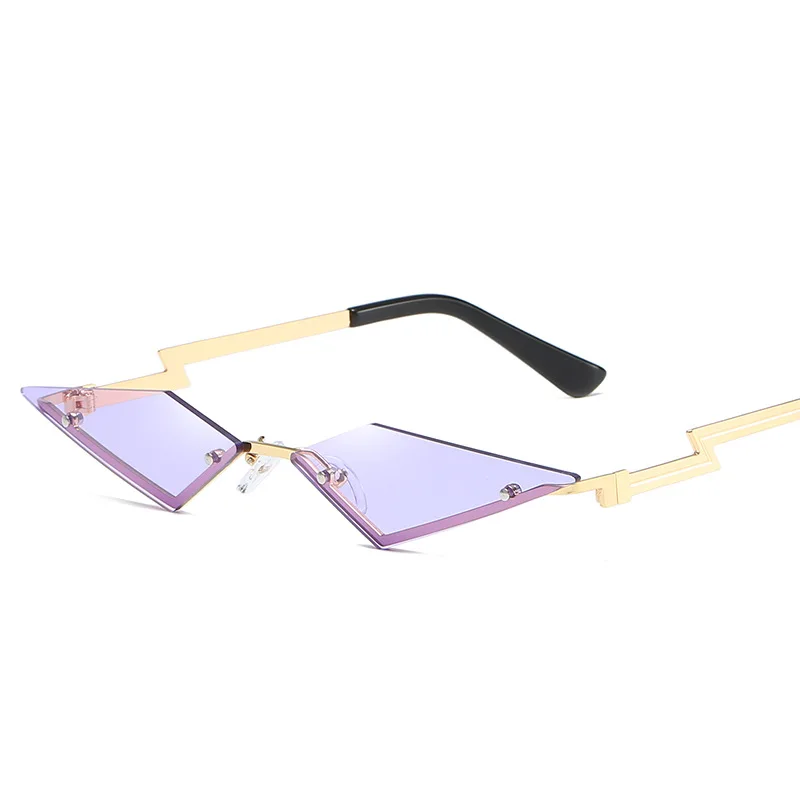 High quality luxury cool stylish colorful tinted wide rimless frame eyewear cat eye women sun glasses shades sunglasses