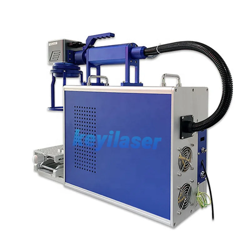 KEYILASER 20w 25w 30w 50w 60w Mopa Handheld Mobile Mini Fiber Laser Marking Machine For Metal Animal Ear Tag Ring Bracelet