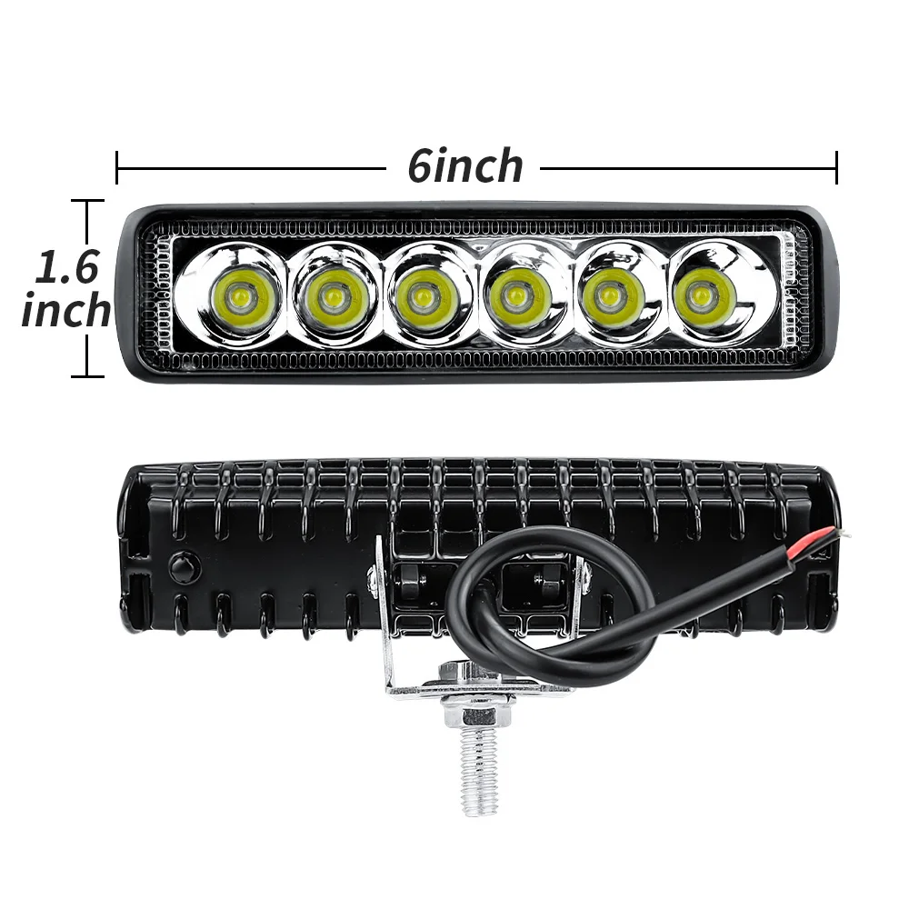 6 inch Led Light Bar Offroad Spot 18W Bar Led Working Lights Beams Car Accessories for Truck ATV 4x4 SUV car led Work Light