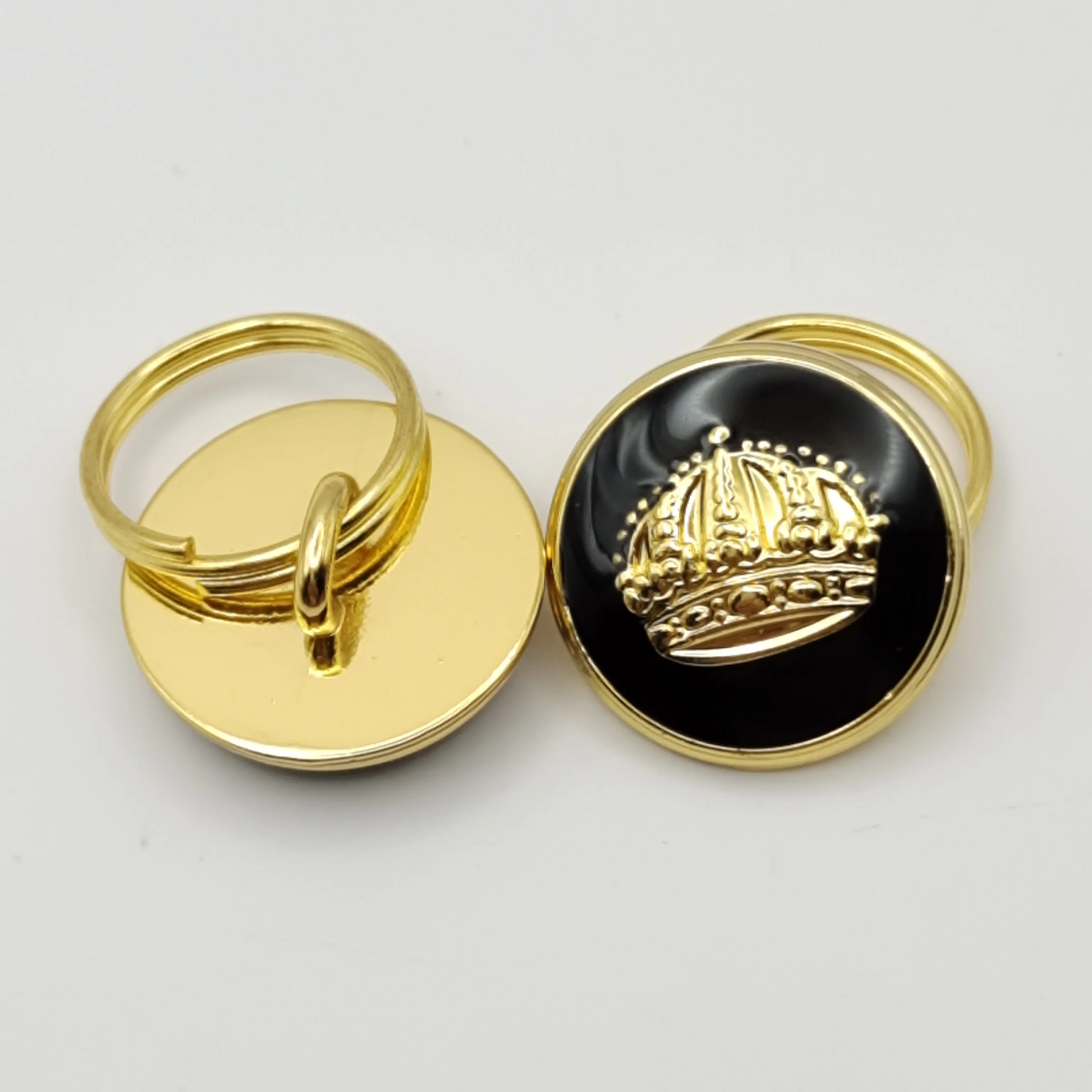 Nickel-Free High Quality EM ODM Custom Logo Zinc Alloy Crown Head Fancy Golden Sewing Button for Men Blazer Coat