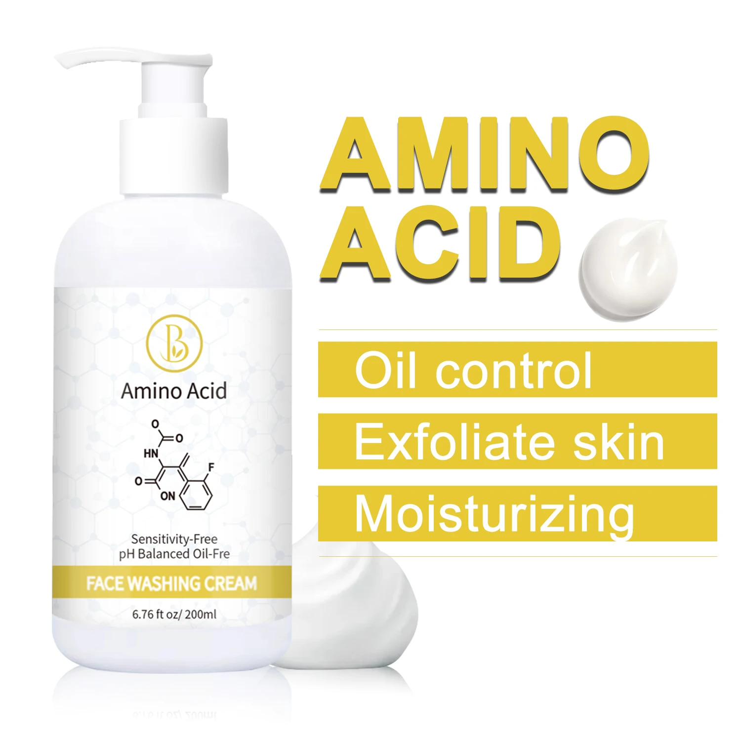 Natural skin care collagen nutrogena herbal anti acne foaming wash face wash machine Amino Acid facial cleanser for eczema