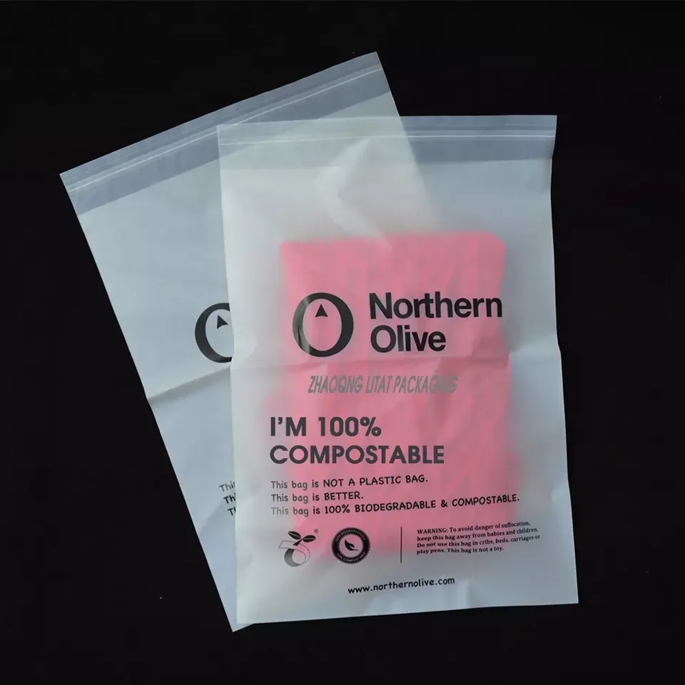 biodegradable bag customized biodegradable cornstarch  PLA self adhesive sealing bag for scarf packing