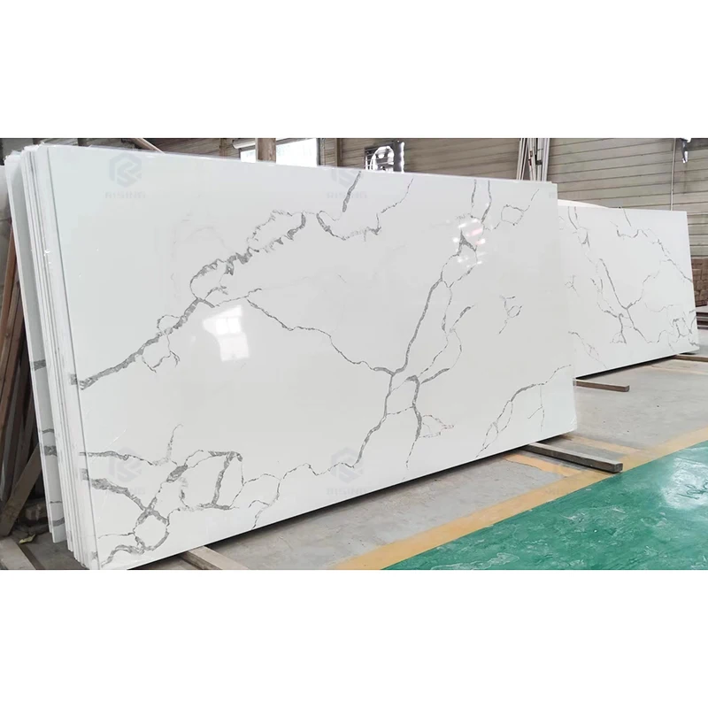 Wholesale Factory Price Calacatta White Kitchen Island Countertop Artificial Stone Quartz Slabs