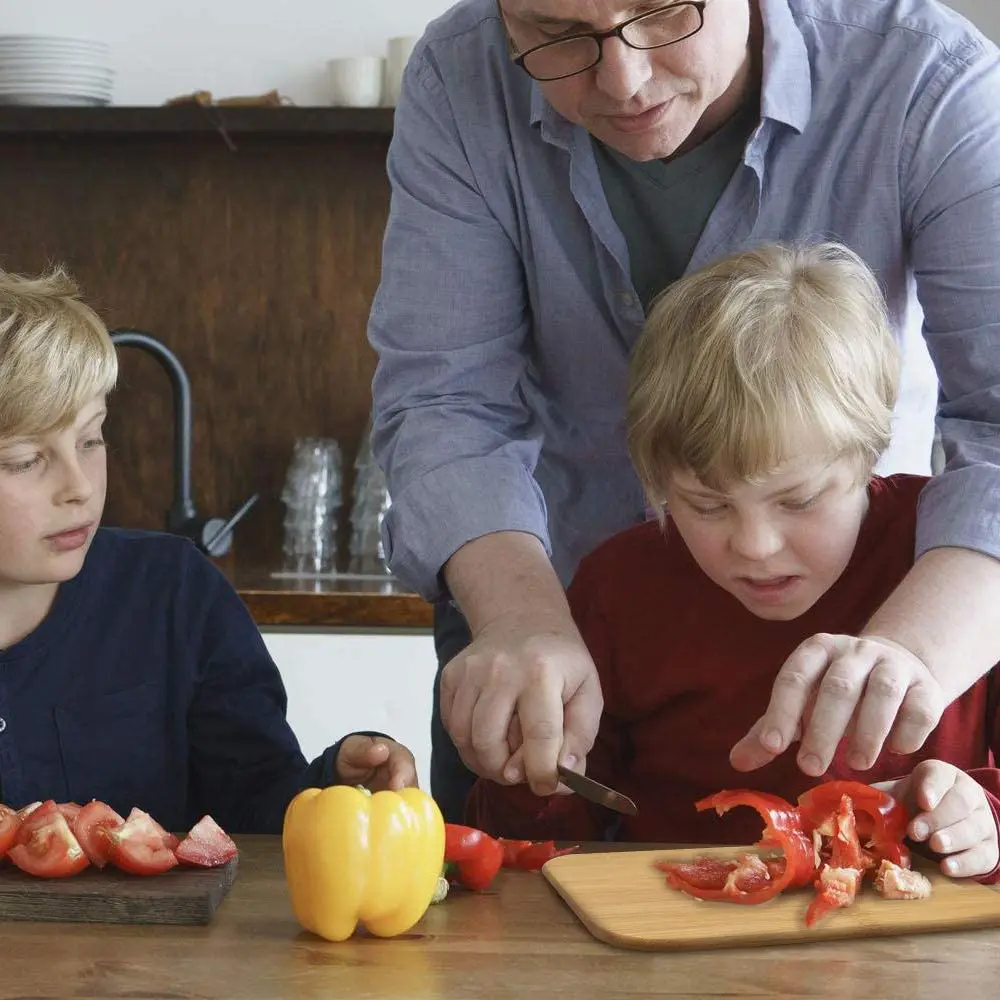 Antibacterial Bamboo Set of 6 Cutting Boards Serving Boards for Kitchen Display Stand