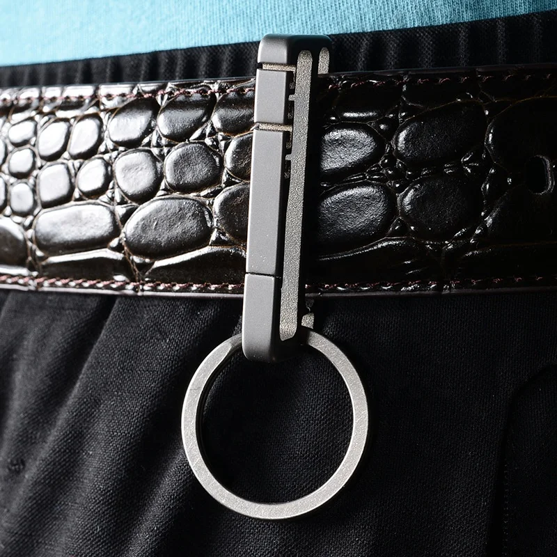 Durable and secure mens belt loop keychain titanium alloy belt clip key holder with key ring