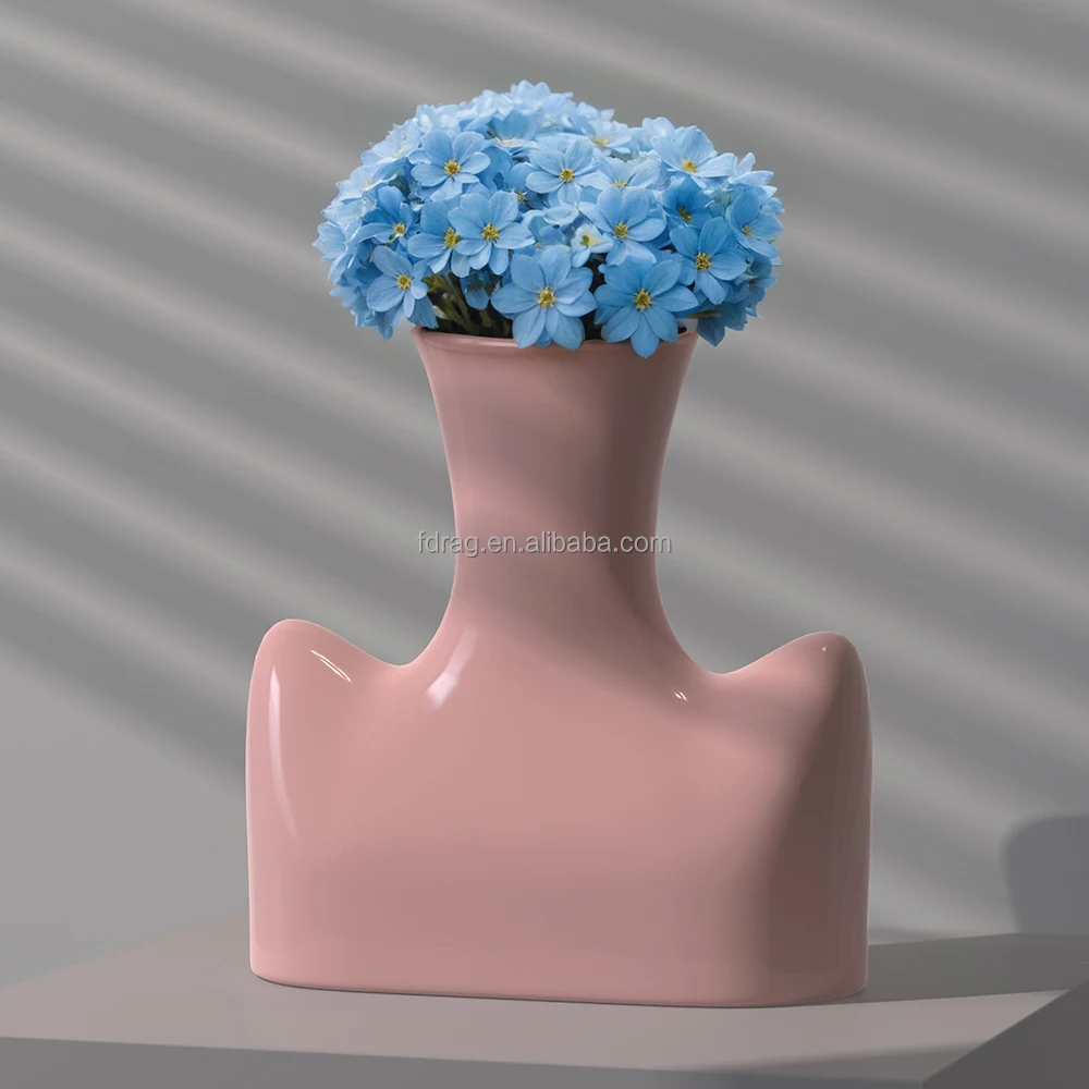 Factory Custom Design Glossy Glaze Texture Multi colors Porcelain Ceramic Dried Flower Vase for Centerpiece Table Decor