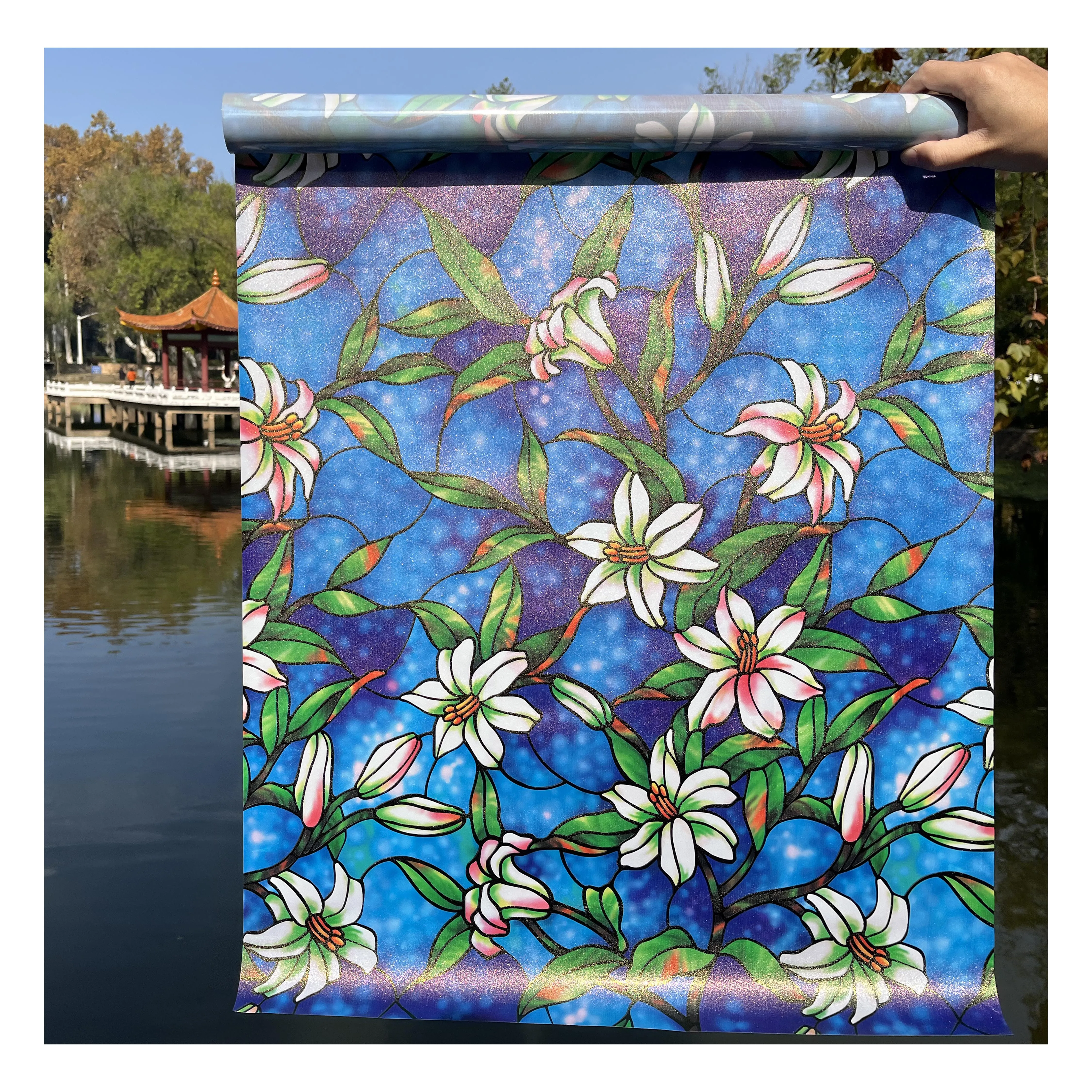 Self-Adhesive Decorative  Reeded Glass Protect Office Arthome Wall Decor 3D Window Privacy Films For