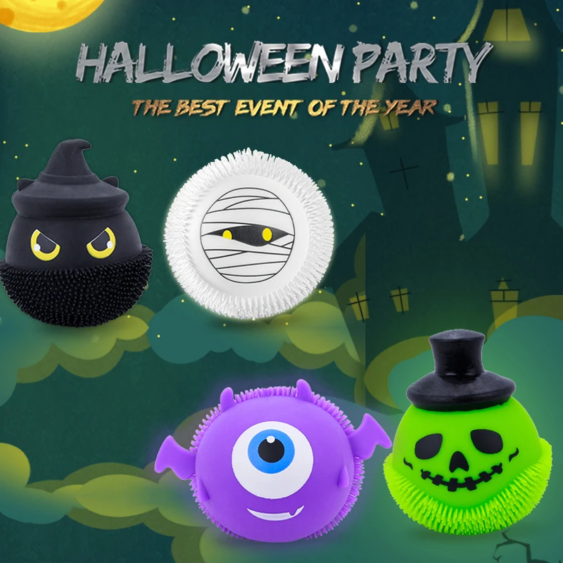2023 wholesale squishy squeeze festival Halloween ball skull monster printing toys