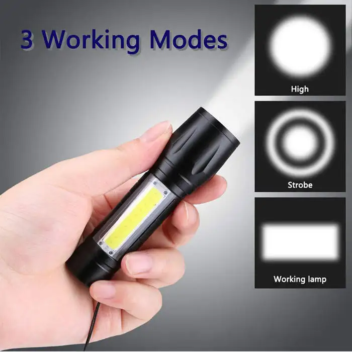 Multi-Functional USB Rechargeable COB LED Flashlight Torch