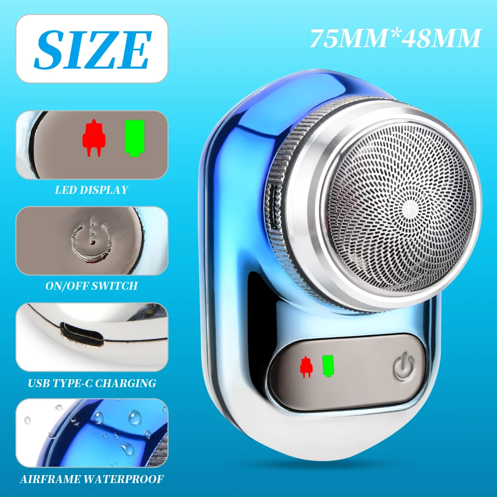 Mini Electric Travel Shaver for Men Pocket Size Washable Rechargeable Portable Painless Cordless Trimmer Face Beard Razor Male
