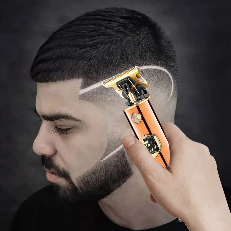 Professional Orange Beard Man Electric Clipper LCD USB Chargeable Oil-head Hair Trimmer Clippers