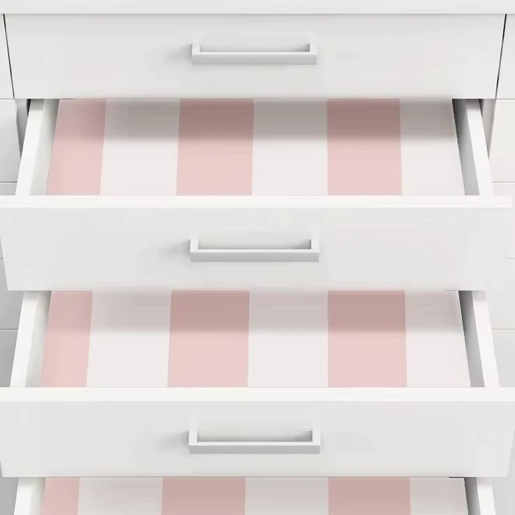 Self-Adhesive Waterproof Thick Wallpaper With Pink White Stripe Pattern Wallpaper Smooth Finish Retro for Home Decor