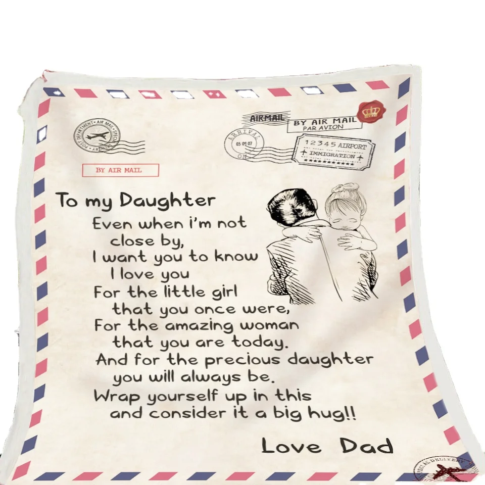 Fleece Blanket -Letter Blanket To My Daughter I Love You Lightweight Plush Throw Blanket