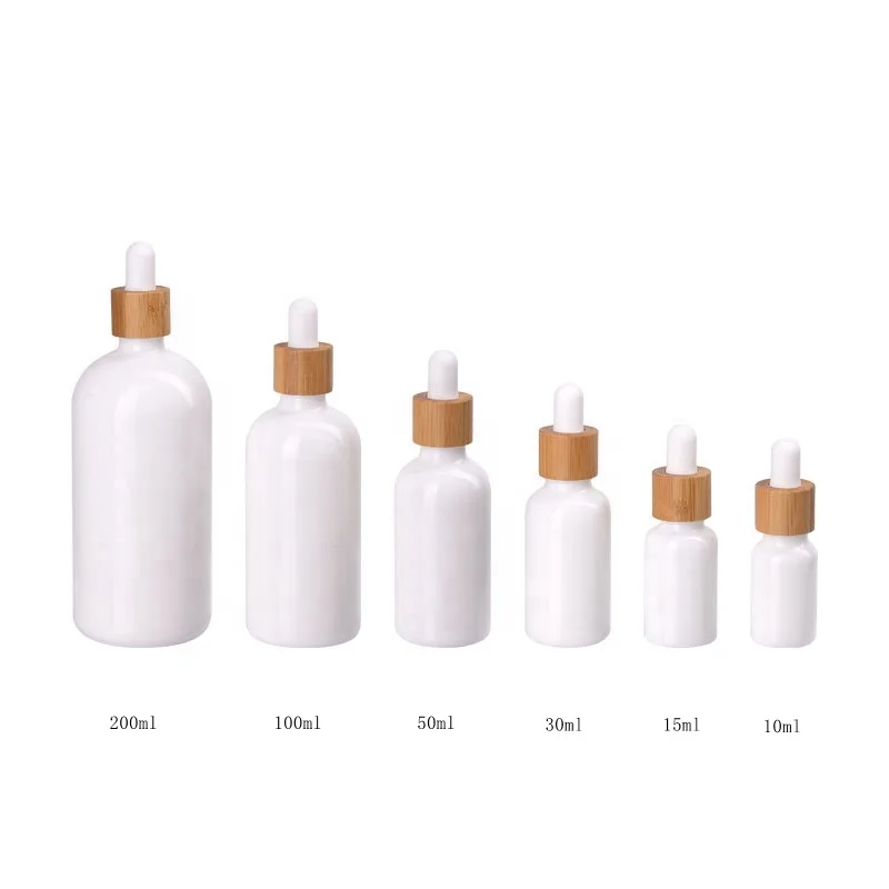 opal glass bottle 200 ml 100 ml essential oil bottle 50 ml 30 ml 15 ml 10 ml cosmetic bottle with bamboo dropper pipette