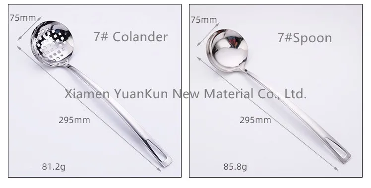 
7-inch 201 stainless steel V-shaped spoon thickened bright household soup spoon Colander cooking kitchenware 