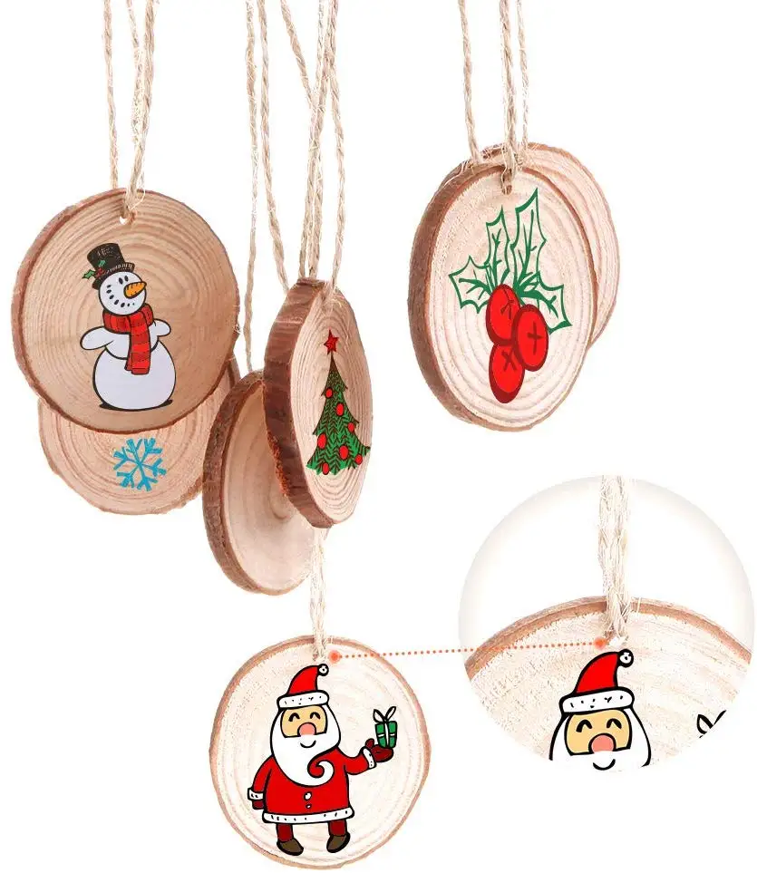 Natural Wood Slices Inches Unfinished Predrilled With Bark For Diy Crafts Christmas