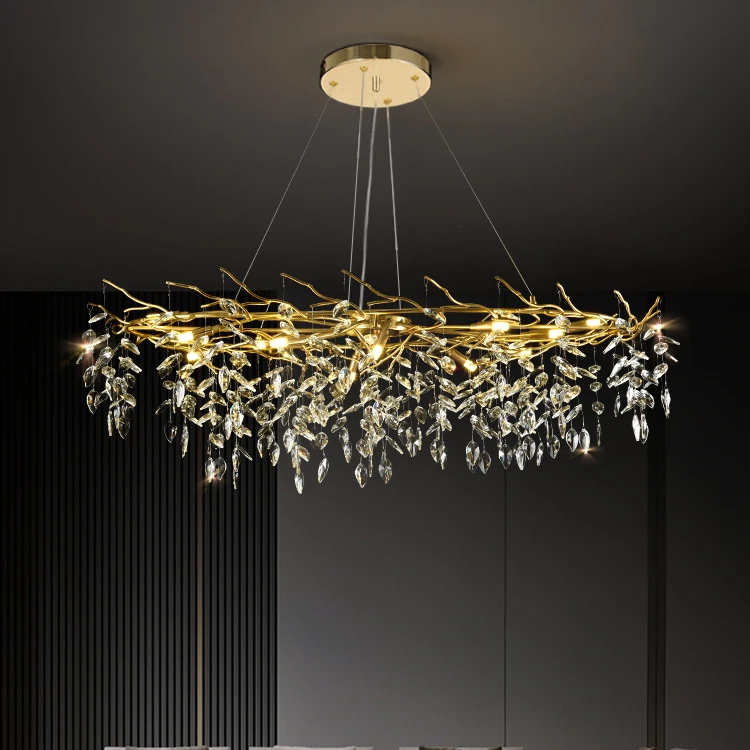 Luxury Modern Factory Simple Villa Dinner Room Hanging Led Restaurant Hotel Crystal Chandelier Lights
