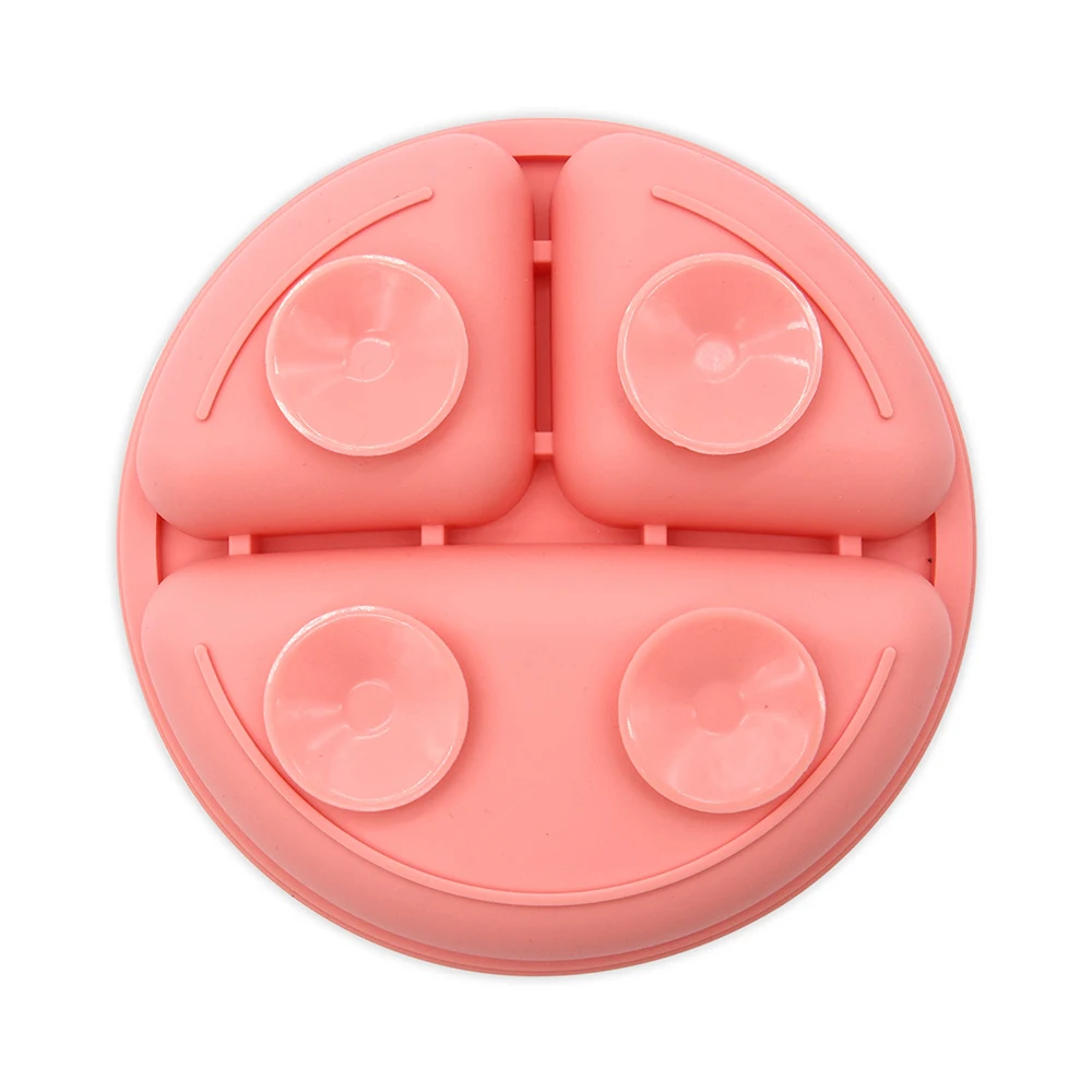 BPA free Silicone Baby Feeding Plates with Strong Suction Food grade Dishwasher Safe Kids Silicone Divided Plate