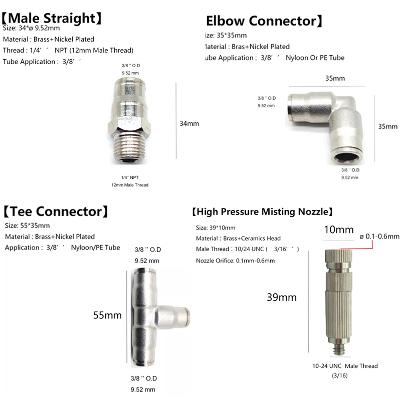 High-Pressure Misting Pump with Stainless Steel Ring and Brass Nozzles for Outdoor Garden and Patio Humidification