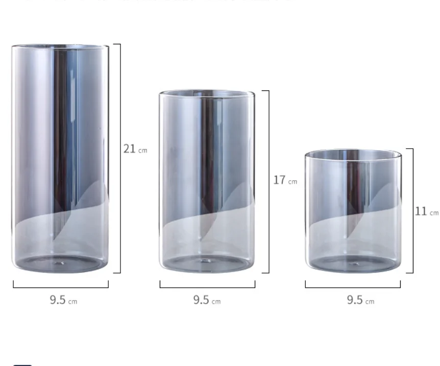 Most Popular Wholesale custom modern simple transparent/electroplate cylinder glass vases large
