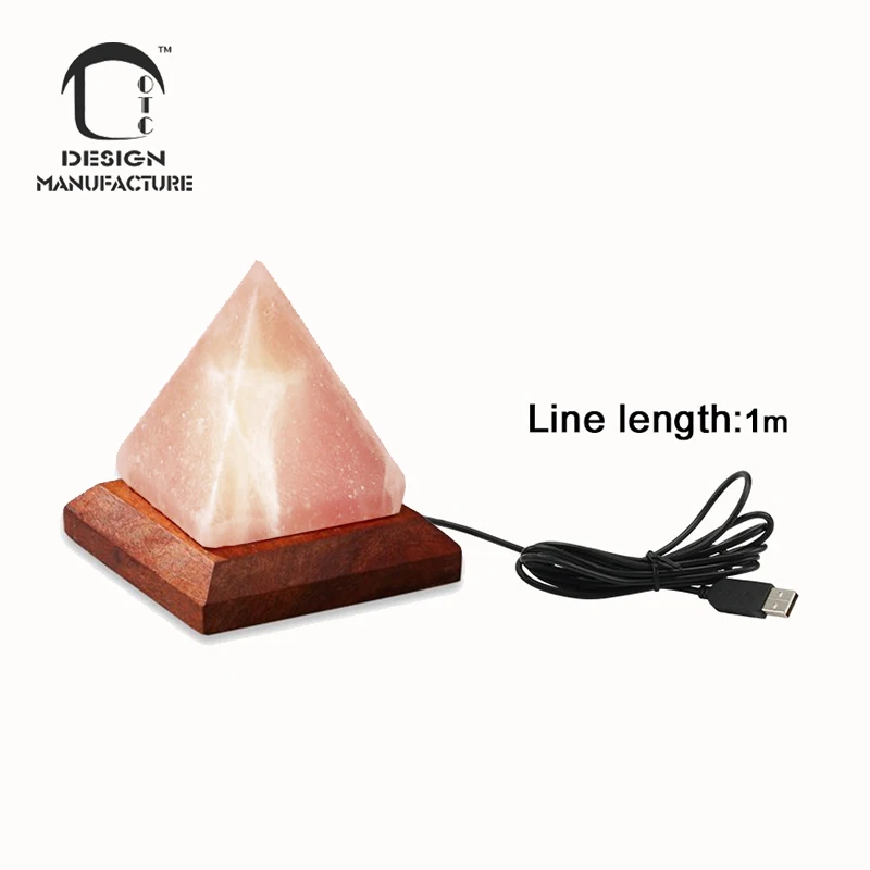 Supplier hot sale yoga hand carved mini pyramid Himalayan salt lamp with wooden base