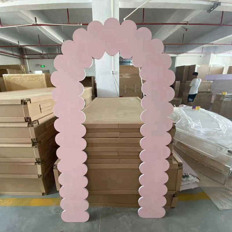 Happy Sweet 3D Wedding Arch BJ240028-44 baby pink Acrylic Layers Backdrop Birthday Background with butterfly
