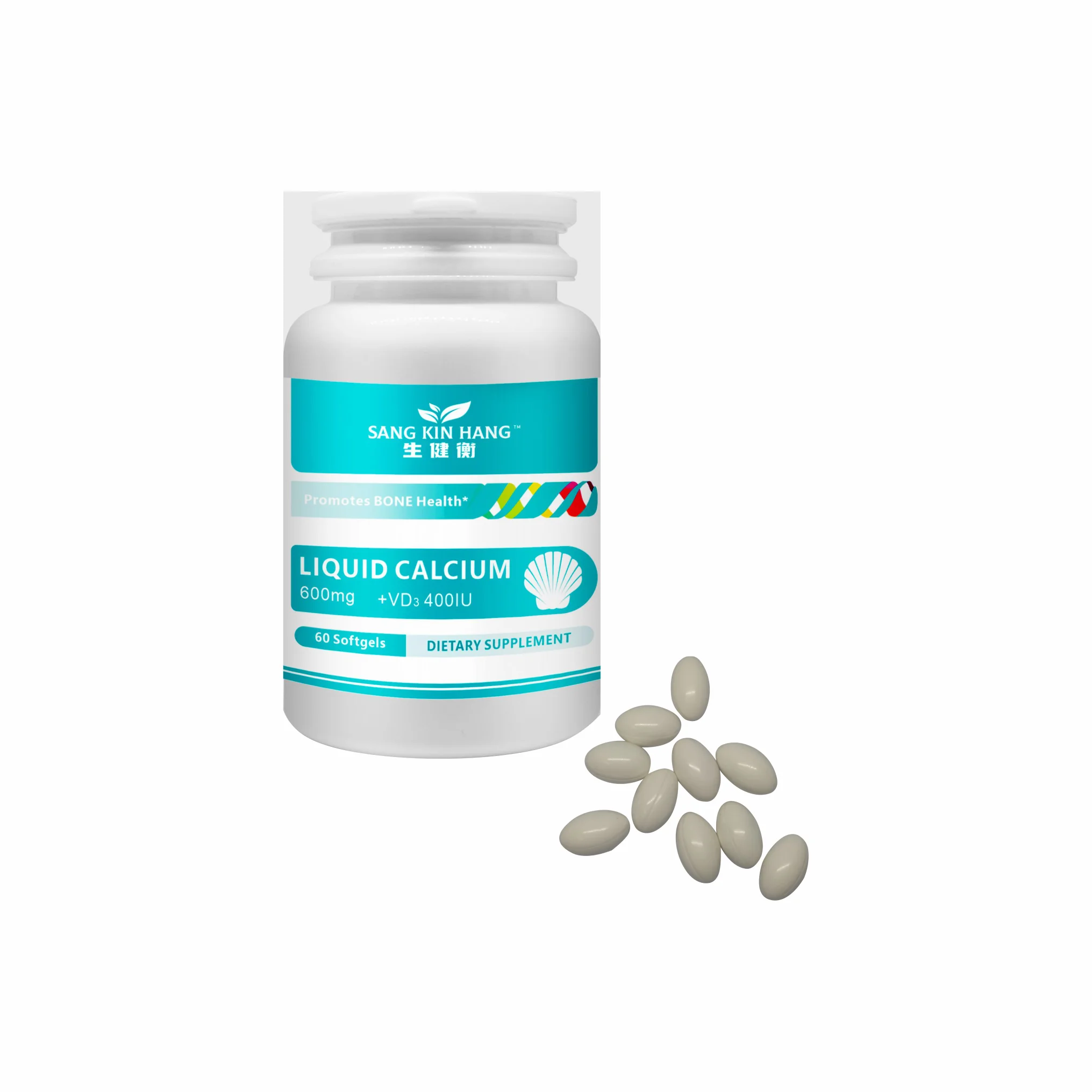 GMP MANUFACTORY HALA liquid calcium 600mg +vitamin D3 200IU soft gel capsule