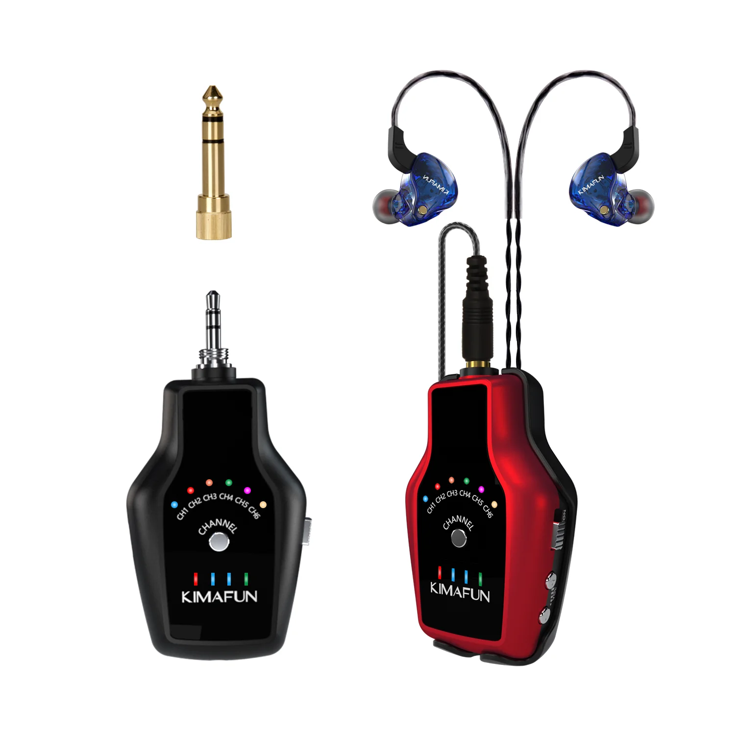 KIMAFUN 2.4G Wireless IEM  System Headset Ear Hooks Earphones In Ear Monitor For Band Live Stage Performance Music Instruments