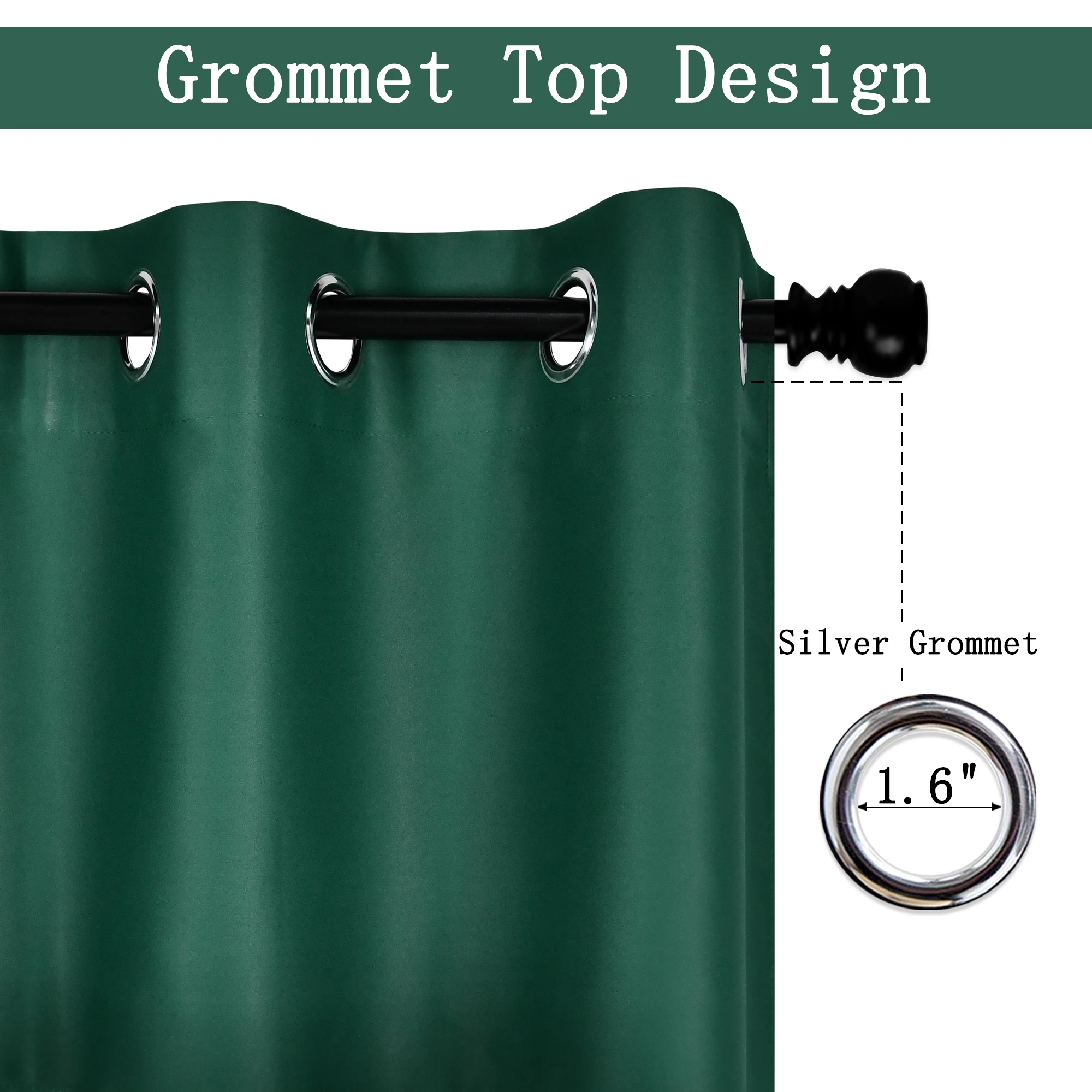 52x18 дюймов Зеленые Плотные подзор 100% полиэстер втулка стиль балдахин 1 шт./упак.