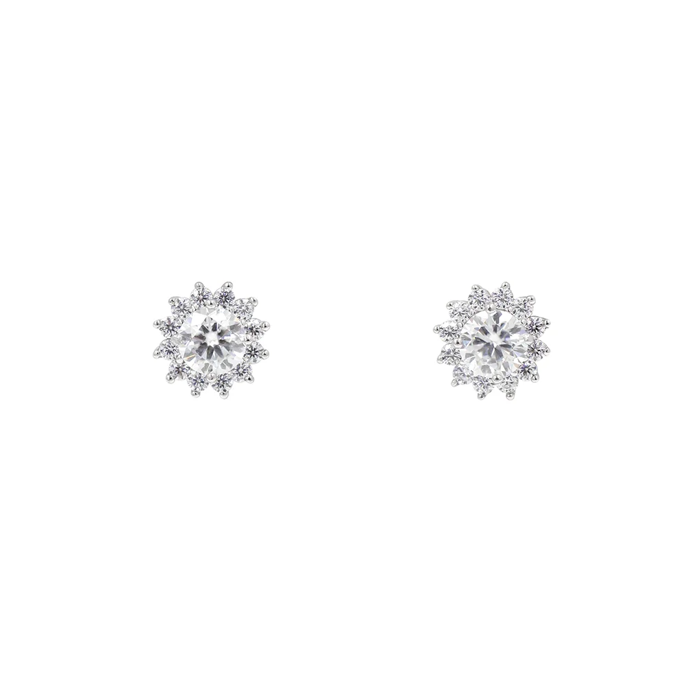 Премиум VVS White Diamond Муассанит цветочные серьги гвоздики в 925 стерлингового серебра | В форме сердца из белого золота Серьги