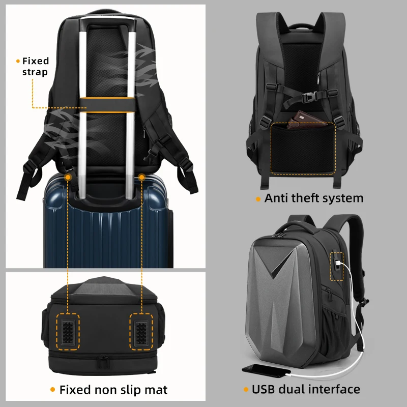 FENRUIEN Hardshell Backpacks Private Label Expandable Notebook Bag Business Travel Laptop Backpacks with Usb Connector