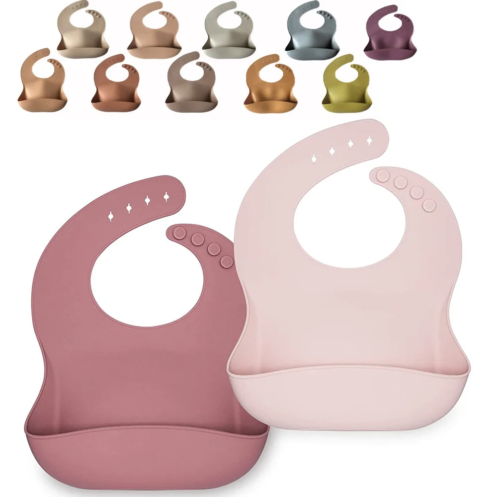 BPA Free Waterproof Silicone Baby Bib With with Food Catcher Baby Silicone Bibs Wholesale Feeding Supplies
