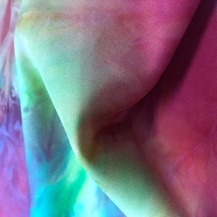 New Fashion suppliers tie dye fabric jersey polyester fabric roll techno stretch polyester spandex fabric