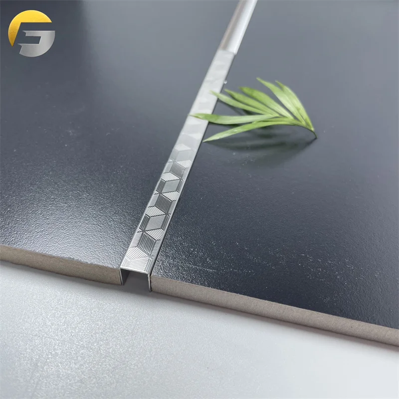 ZB0078 Factory Price Tile Accessory Embossed Finished Metal Stainless Steel Tile Trim Corner